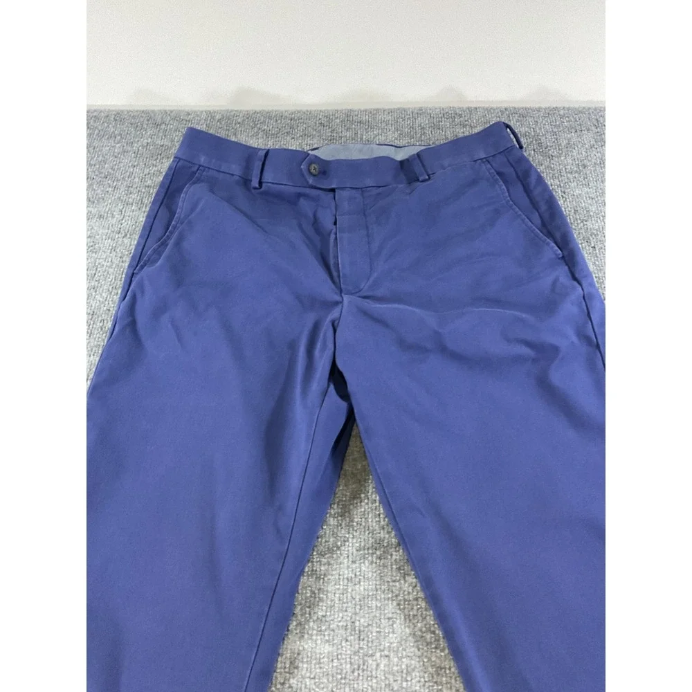Charles Tyrwhitt Slim Fit Pants 34x32 Blue Flat Front Stretch Dress Casual Busin